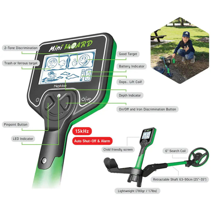 Nokta Mini Hoard metalldetektor for barn - 4-8 år - Game-On.no