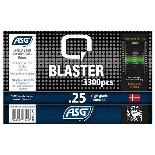 Q-Blaster Softgunkuler - 0.25g 3300stk - Game-On.no