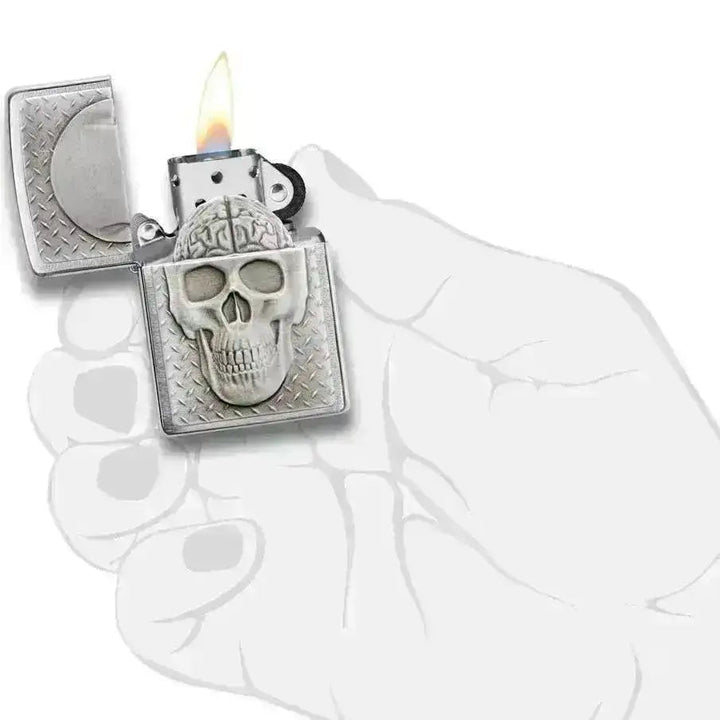 Zippo Lighter - Skull with Brain Surprise - Game-On.no
