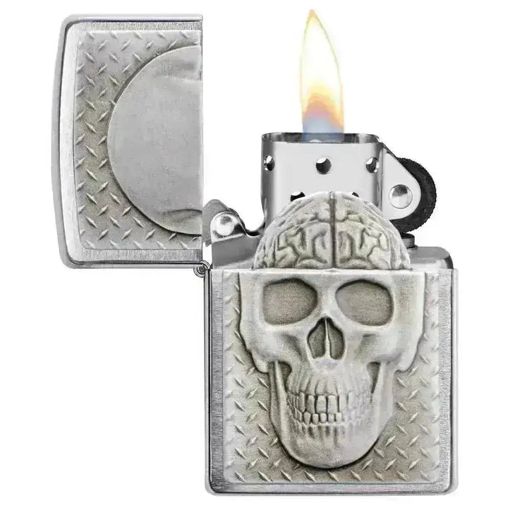Zippo Lighter - Skull with Brain Surprise - Game-On.no