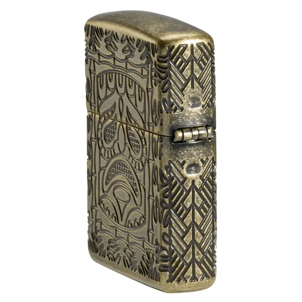 Zippo - Tiki Design Armor® - Antique Brass Lighter - Game-On.no
