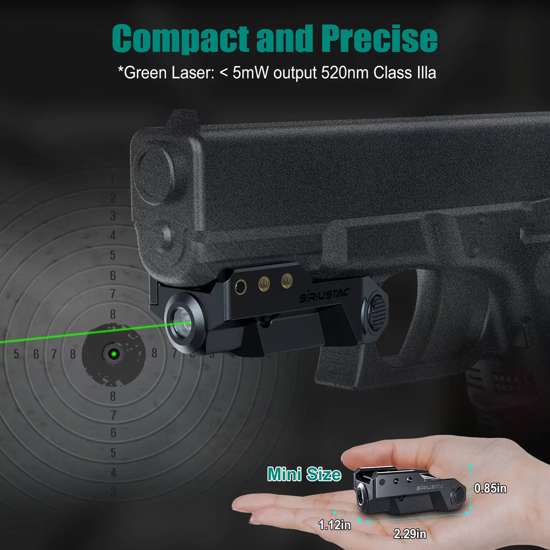 Micro Green Laser för vapen - 21mm <tc>Rail</tc> - Uppladdningsbar