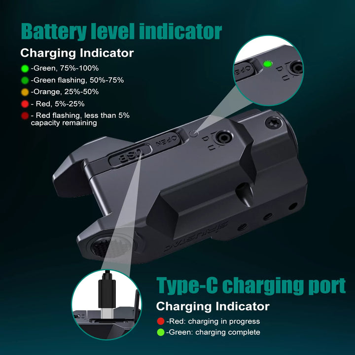 Micro Green Laser för vapen - 21mm <tc>Rail</tc> - Uppladdningsbar