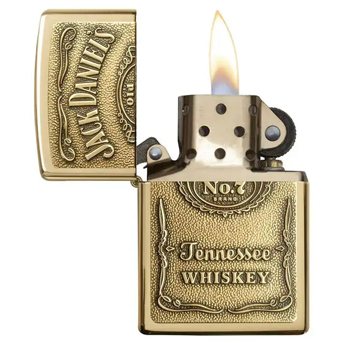 Zippo tändare - Jack Daniels logotyp - Mässingsfärgad tändare