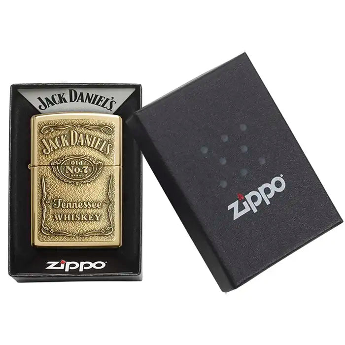 Zippo tändare - Jack Daniels logotyp - Mässingsfärgad tändare
