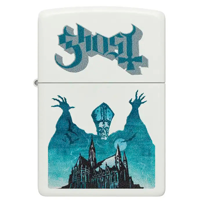 Zippo - Ghost "Papa Emeritus over Cathedral" - Vit Matt tändare
