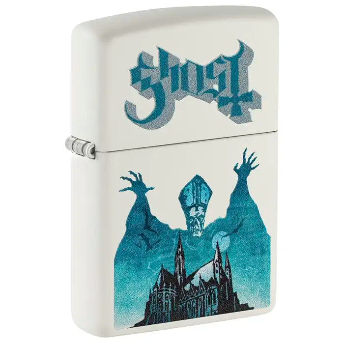 Zippo - Ghost "Papa Emeritus over Cathedral" - Vit Matt tändare
