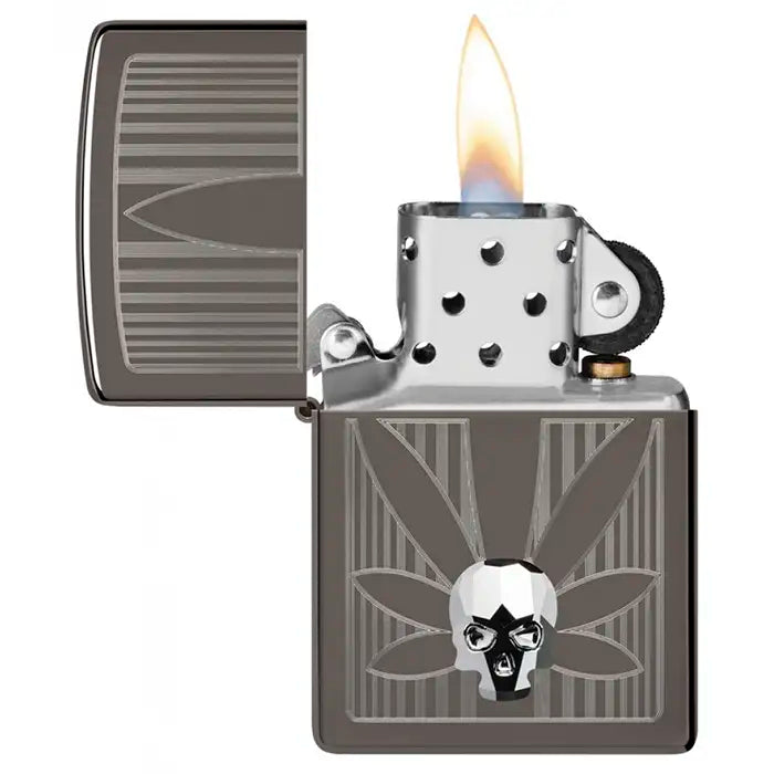 Zippo Lighter - Cannabis och 3D Skull
