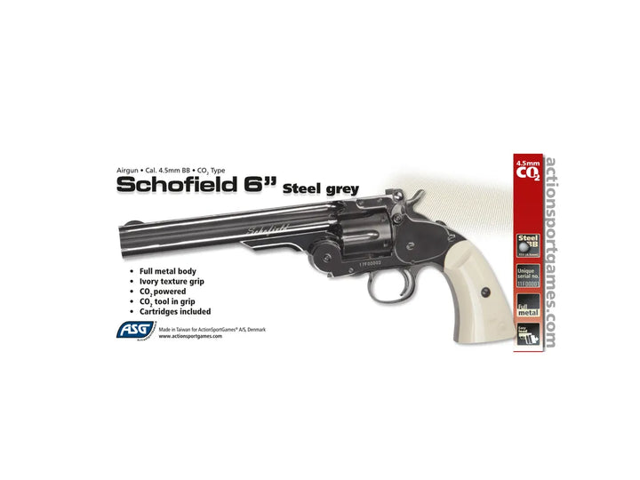 Schofield nr. 3 Revolver - Full Metal - 4,5 mm BB - Elfenben Nickel
