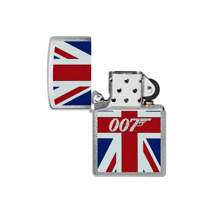 Zippo - James Bond Union Jack Motiv - Tändare i borstad krom
