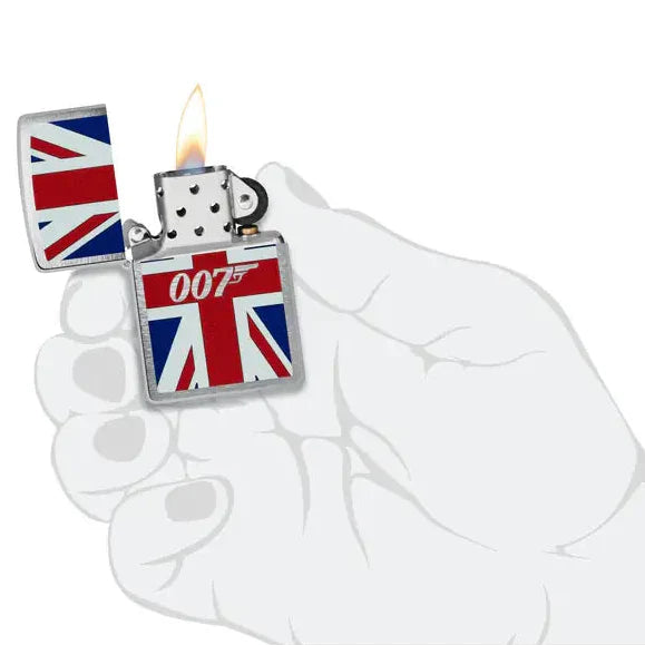 Zippo - James Bond Union Jack Motiv - Tändare i borstad krom