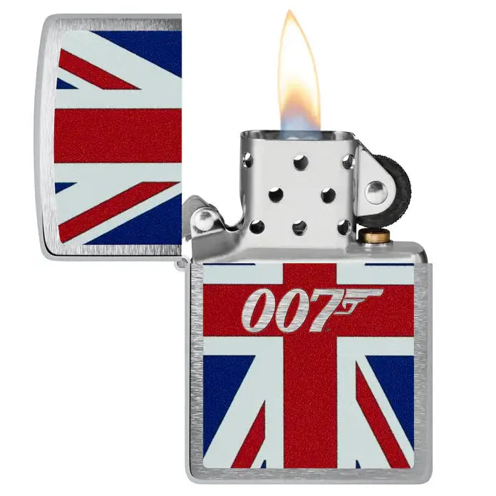 Zippo - James Bond Union Jack Motiv - Tändare i borstad krom