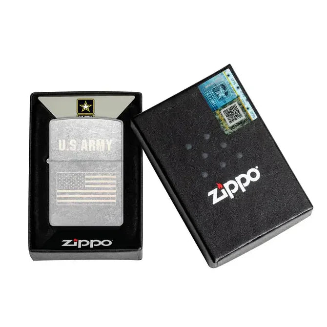 Zippo - U.S.  Army® Flaggmotiv - Gatuförkromad tändare