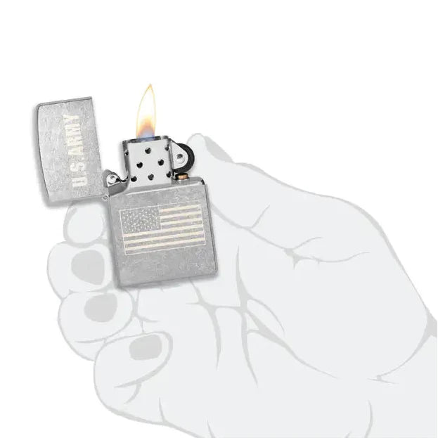 Zippo - U.S.  Army® Flaggmotiv - Gatuförkromad tändare