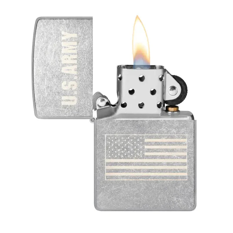 Zippo - U.S.  Army® Flaggmotiv - Gatuförkromad tändare