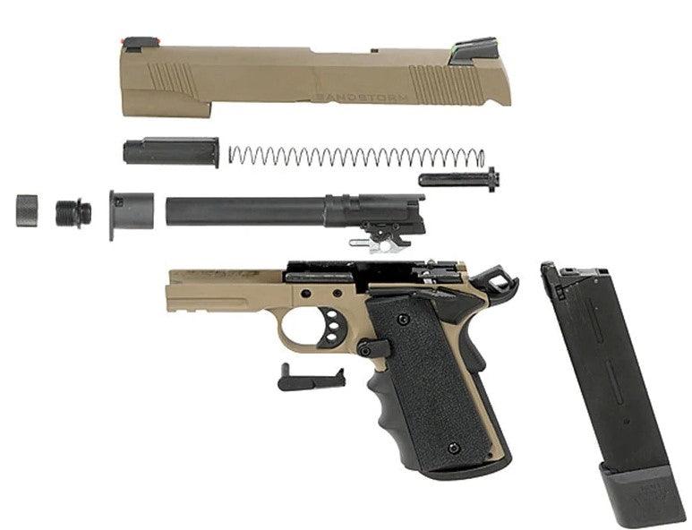 AA - 1911 Sandtstorm Gassdrevet Softgun Pistol - Tan/Desert - gameon.eu