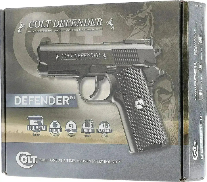Colt Defender 4.5 mm Co2 Luftpistol Sort – Fullmetall og 16 skudds magasin - Game-On.no