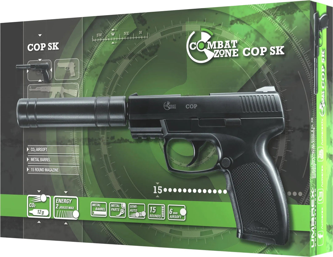 Combat Zone COP SK Co2 - Gass Softgun med Demper - Game-On.no