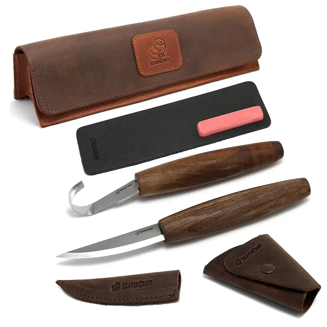 Knivsett med Skinnetui - Skjekniv Spikkekniv - Game-On.no