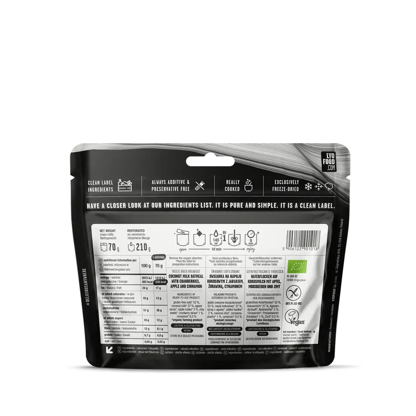 LYOFOOD Eple- og kanelgrøt – Glutenfri frokost med naturlige ingredienser - Game-On.no