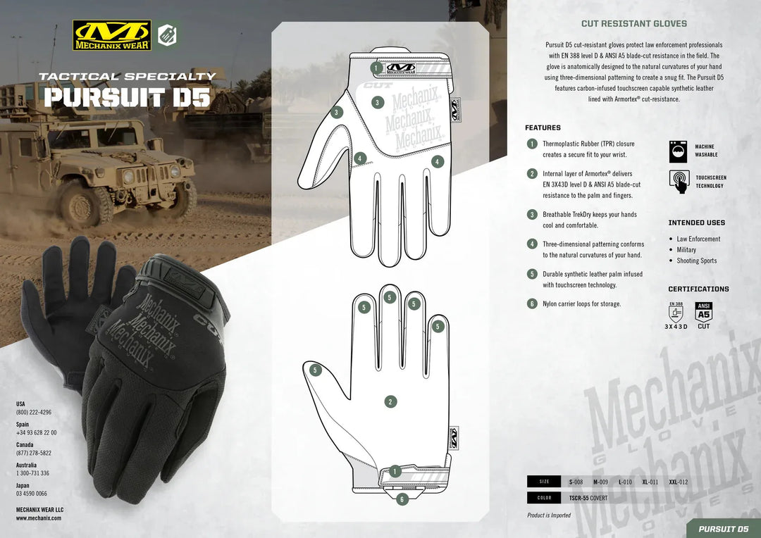 Mechanix Wear Pursuit CR5 hansker – Skjærebeskyttelse nivå 5 - Game-On.no