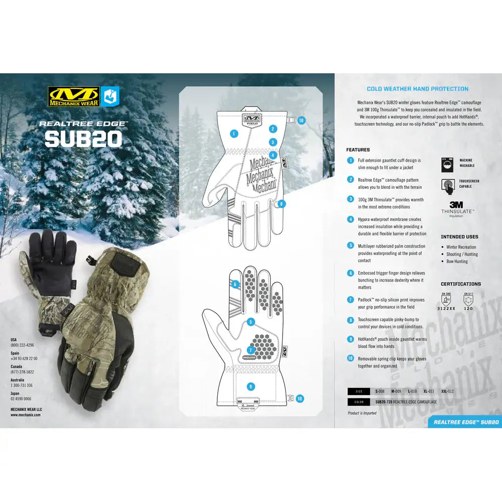 Mechanix Wear - Realtree EDGE SUB20 - Jakthansker med 3M™ Thinsulate - Game-On.no