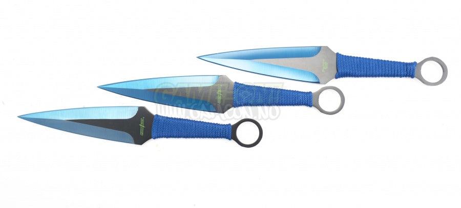 Perfect Point Blue Kunai Kasteknivsett - 3stk med Slire - gameon.eu