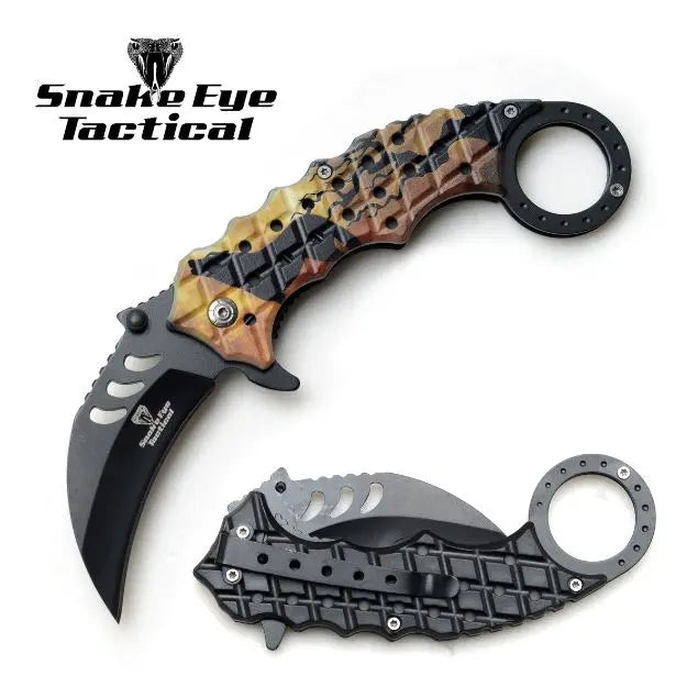 Taktisk Karambit Style Foldekniv - Ulve Motiv - Game-On.no