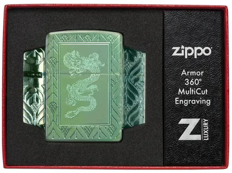 Zippo - Green Elegant Dragon - Armor 360 Degree Limited - Game-On.no