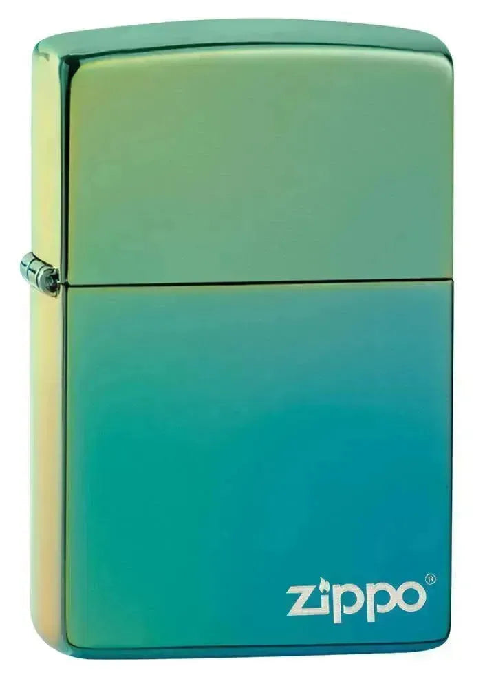Zippo - Klassisk Høypolert Teal Logo - Game-On.no