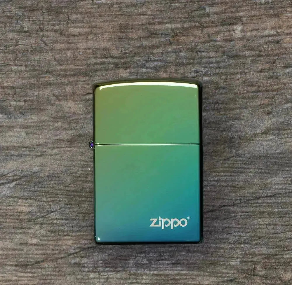 Zippo - Klassisk Høypolert Teal Logo - Game-On.no
