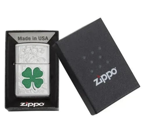 Zippo - Kløver Design High Polish Krom - Game-On.no