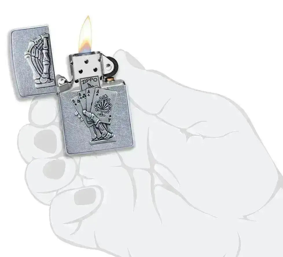 Zippo Lighter - 3D Dead Mans Hand Design - Game-On.no