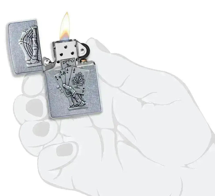 Zippo Lighter - 3D Dead Mans Hand Design - Game-On.no