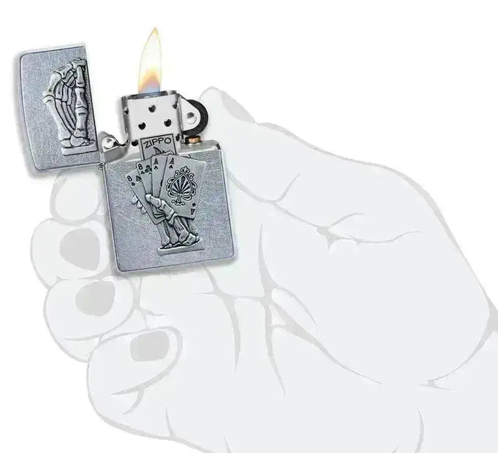 Zippo Lighter - 3D Dead Mans Hand Design - Game-On.no