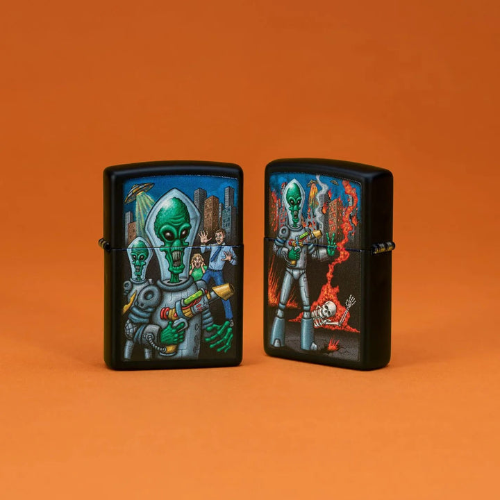 Zippo Lighter - Alien Attack Design - Game-On.no