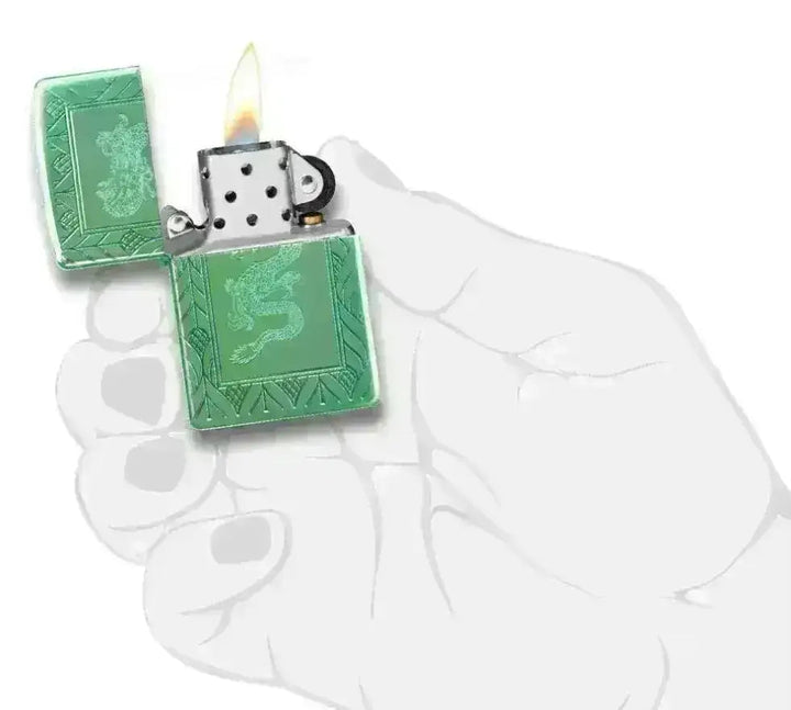 Zippo Lighter - Green Elegant Dragon - Armor 360 Degree Limited - Game-On.no