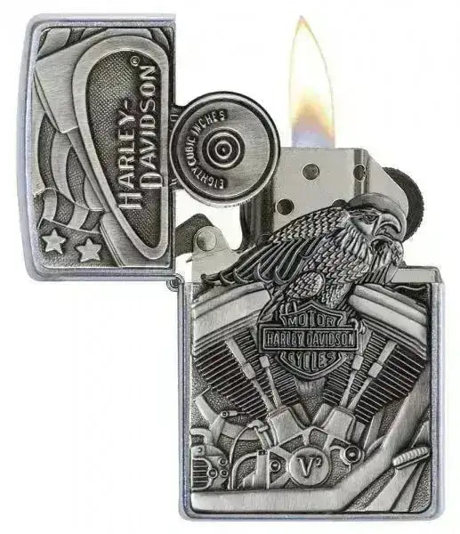 Zippo Lighter - Harley Davidson - Motor Flag Emblem - Game-On.no