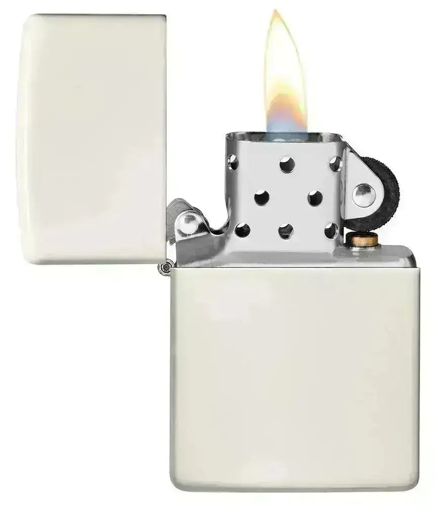 Zippo Lighter - Klassisk Hvit Selvlysende Lighter - Game-On.no
