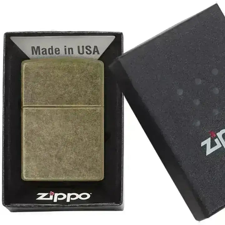 Zippo Lighter - Plain Antique Brass - Game-On.no
